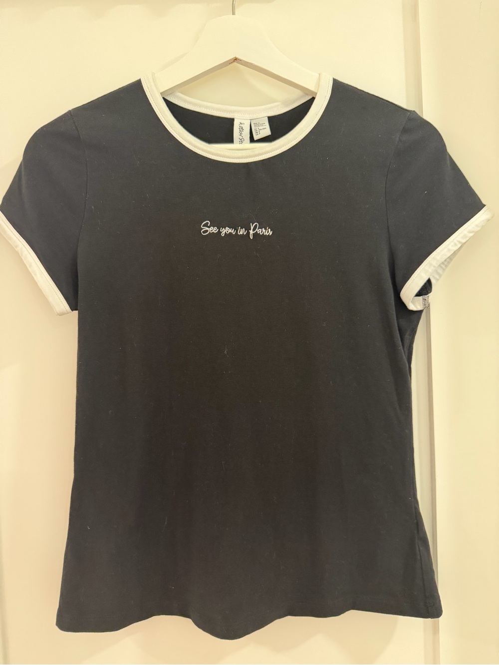& Other Stories Black Ringer Tee with White Trim